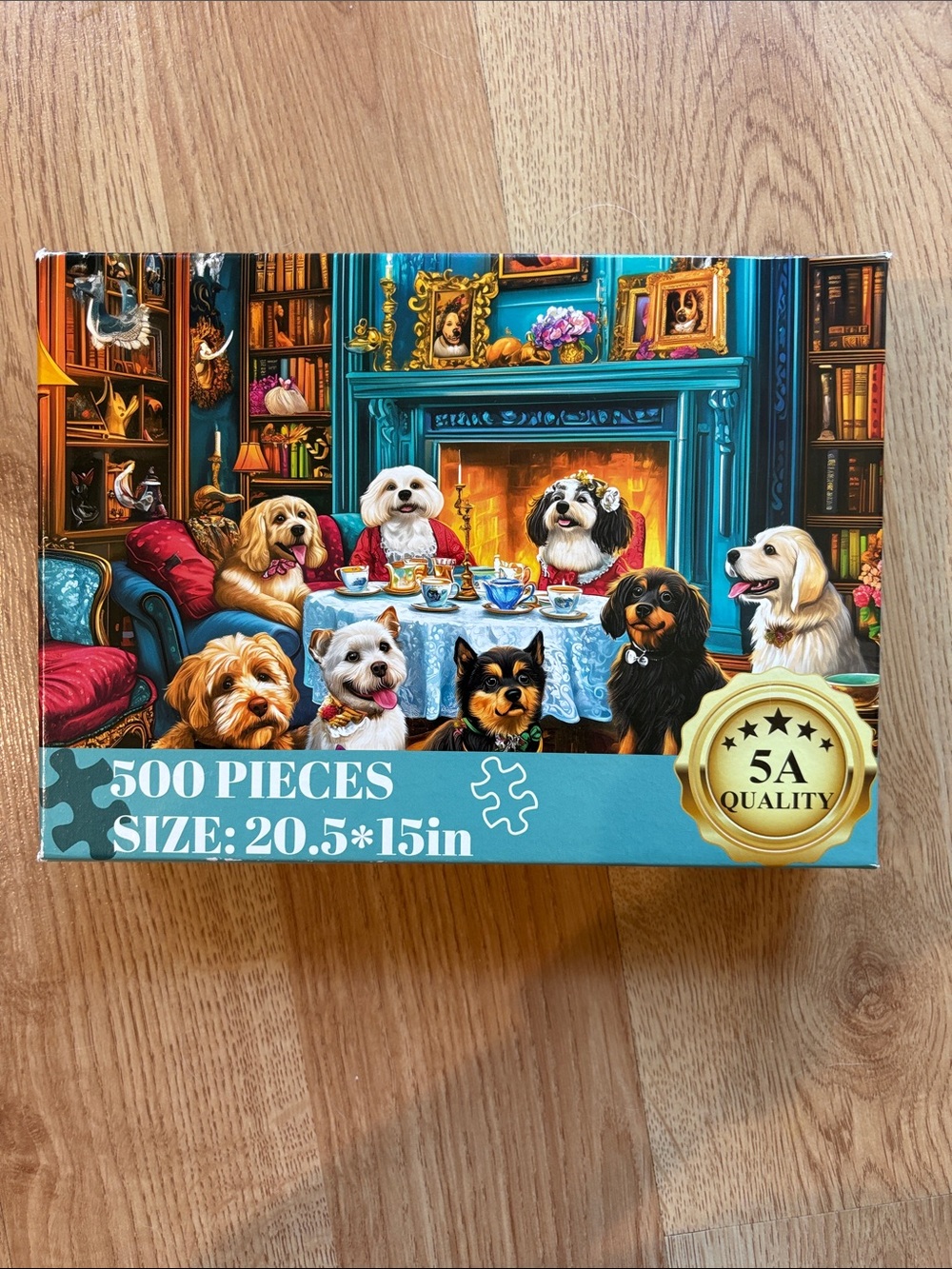 Dogs Tea Party 500-Piece Jigsaw Puzzle - Teal Accents
